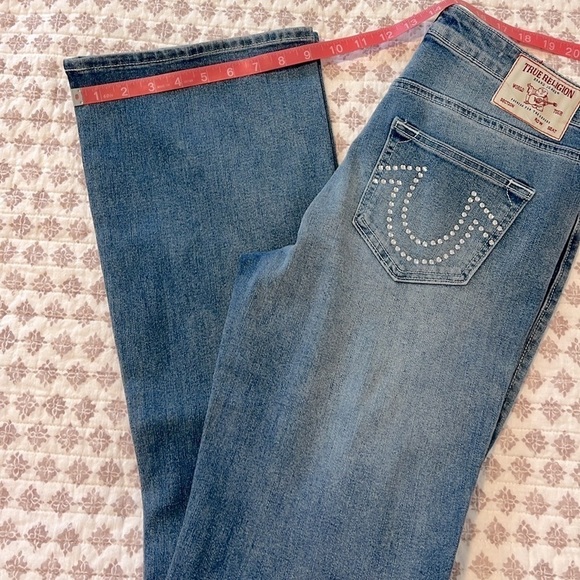 NWT True Religion Becca Mid Rise Bootcut Crystal Horseshoe Pocket Jeans Size 29 - Picture 8 of 16